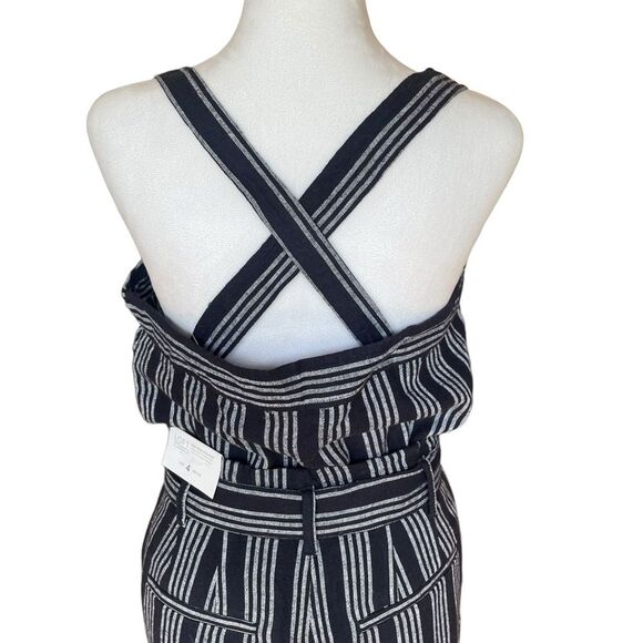 Loft 2 Piece Linen Jumpsuit Pinstriped Navy and White Womens Size 4P NWT - Picture 4 of 15